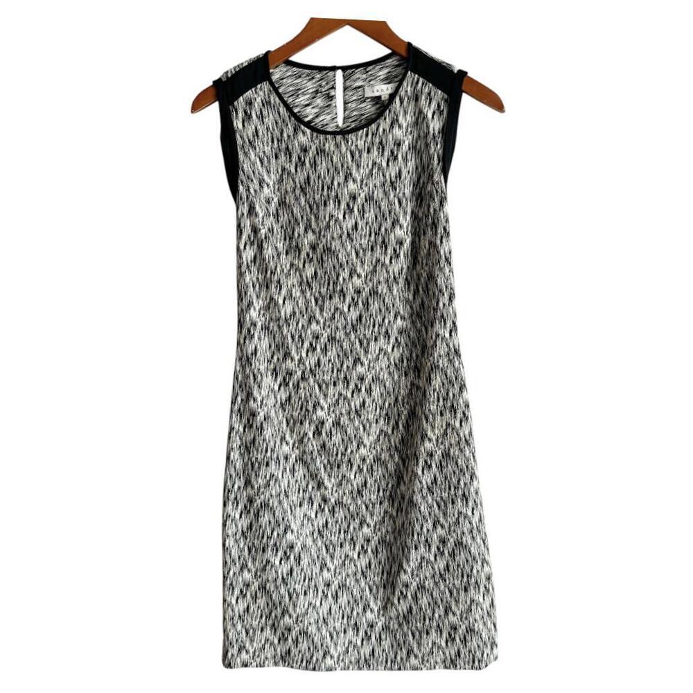 Sandro Black White Abstract Print Sheath Dress Size M
